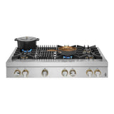 JennAir RISE 48 inch Gas Rangetop with 6 Sealed Burners, Grill, Dishwasher Safe Cast Iron Grates, Electronic Ignition Flame-Sensing Reignition in Stainless Steel, JGCP648HL