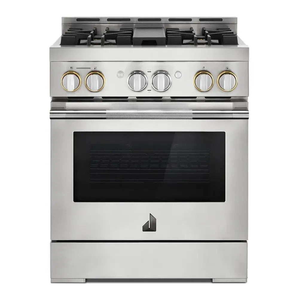 JennAir RISE 30 inch Gas Professional Range with 4 Sealed Burners, 4.1 cu. ft. Oven Capacity, Smart Integration, CustomClean with Automatic Lock, Sabbath Mode, in Stainless Steel, JGRP430HL