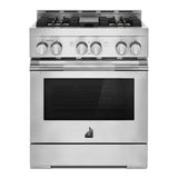 JennAir RISE 30 inch Gas Professional Range with 4 Sealed Burners, 4.1 cu. ft. Oven Capacity, Smart Integration, CustomClean with Automatic Lock, Sabbath Mode, in Stainless Steel, JGRP430HL