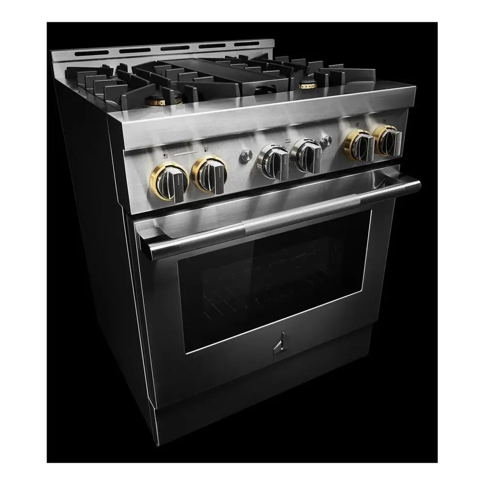 JennAir RISE 30 inch Gas Professional Range with 4 Sealed Burners, 4.1 cu. ft. Oven Capacity, Smart Integration, CustomClean with Automatic Lock, Sabbath Mode, in Stainless Steel, JGRP430HL