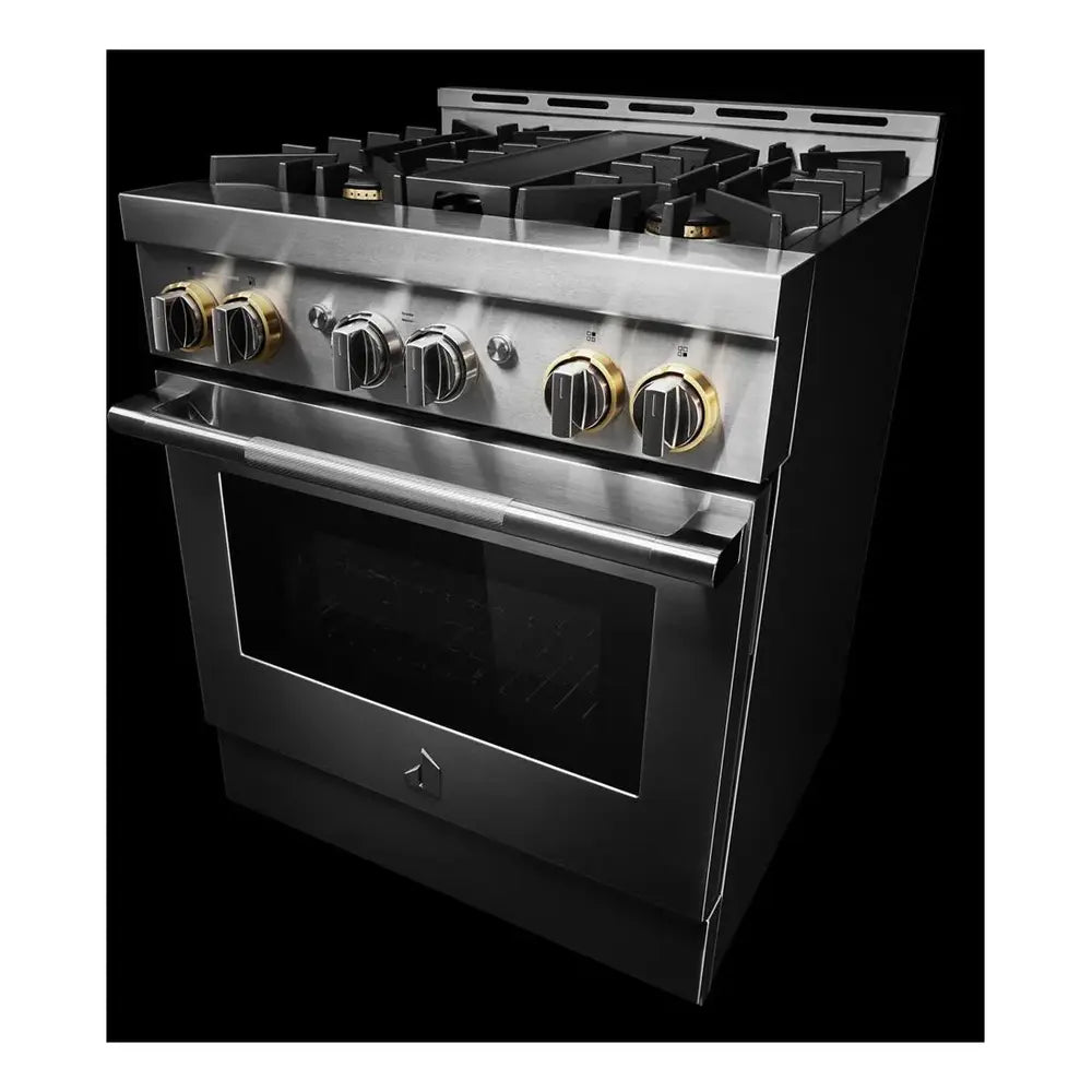 JennAir RISE 30 inch Gas Professional Range with 4 Sealed Burners, 4.1 cu. ft. Oven Capacity, Smart Integration, CustomClean with Automatic Lock, Sabbath Mode, in Stainless Steel, JGRP430HL