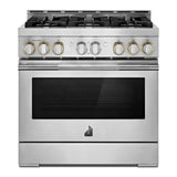 JennAir RISE 36 inch Smart Gas Range with 6 Sealed Burners, 5.1 cu. ft. Oven Capacity, Cast Iron Grates, CustomClean with Automatic Lock, in Stainless Steel, JGRP436HL