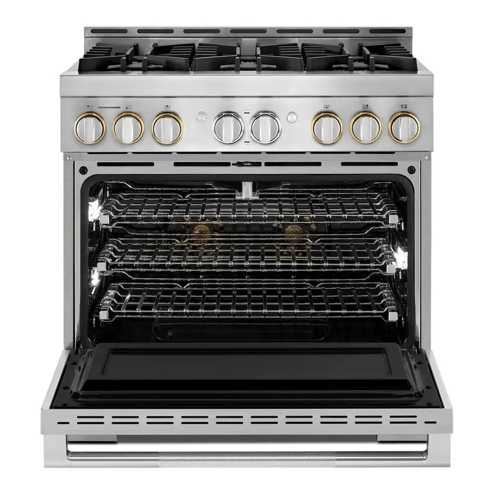 JennAir RISE 36 inch Smart Gas Range with 6 Sealed Burners, 5.1 cu. ft. Oven Capacity, Cast Iron Grates, CustomClean with Automatic Lock, in Stainless Steel, JGRP436HL
