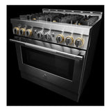 JennAir RISE 36 inch Smart Gas Range with 6 Sealed Burners, 5.1 cu. ft. Oven Capacity, Cast Iron Grates, CustomClean with Automatic Lock, in Stainless Steel, JGRP436HL