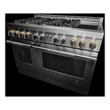 JennAir RISE 48 inch Professional Smart Gas Range with 6 Sealed Burners, Chrome-Infused Griddle, Dual Ovens, in Stainless Steel, JGRP548HL