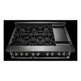 JennAir RISE 48 inch Professional Smart Gas Range with 6 Sealed Burners, Chrome-Infused Griddle, Dual Ovens, in Stainless Steel, JGRP548HL