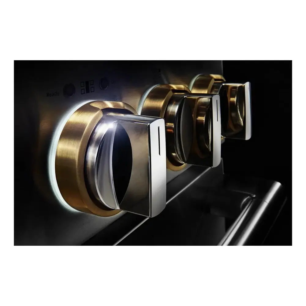 JennAir RISE 48 inch Professional Smart Gas Range with 6 Sealed Burners, Chrome-Infused Griddle, Dual Ovens, in Stainless Steel, JGRP548HL