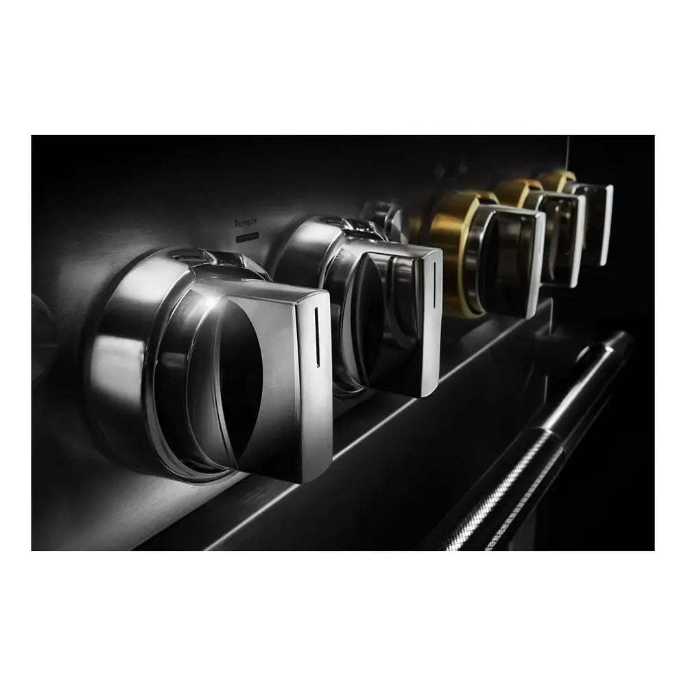 JennAir RISE 48 inch Professional Smart Gas Range with 6 Sealed Burners, Chrome-Infused Griddle, Dual Ovens, in Stainless Steel, JGRP548HL