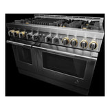 JennAir RISE 48 inch Smart Gas Range with 6 Sealed Burners, Grill, 6.3 cu. ft. Total Oven Capacity, Remote Access, Halo-Effect Knobs, Dual-Fan True Convection, in Stainless Steel, JGRP648HL