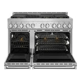 JennAir NOIR 48 inch Smart Gas Range with 6 Sealed Burners, Grill, 6.3 cu. ft. Total Oven Capacity, Remote Access, Halo-Effect Knobs, Dual-Fan True Convection, in Stainless Steel, JGRP648HM