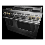 JennAir RISE 48 inch Professional Smart Gas Range with 4 Sealed Burners, Griddle, Grill, 6.3 cu. ft. Total Oven Capacity, Remote Access, Halo-Effect Knobs, in Stainless Steel, JGRP748HL