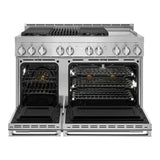 JennAir NOIR 48 inch Professional Smart Gas Range with 4 Sealed Burners, Griddle, Grill, 6.3 cu. ft. Total Oven Capacity, Remote Access, Halo-Effect Knobs, in Stainless Steel JGRP748HM