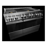 JennAir NOIR 48 inch Professional Smart Gas Range with 4 Sealed Burners, Griddle, Grill, 6.3 cu. ft. Total Oven Capacity, Remote Access, Halo-Effect Knobs, in Stainless Steel JGRP748HM
