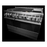 JennAir NOIR 48 inch Professional Smart Gas Range with 4 Sealed Burners, Griddle, Grill, 6.3 cu. ft. Total Oven Capacity, Remote Access, Halo-Effect Knobs, in Stainless Steel JGRP748HM