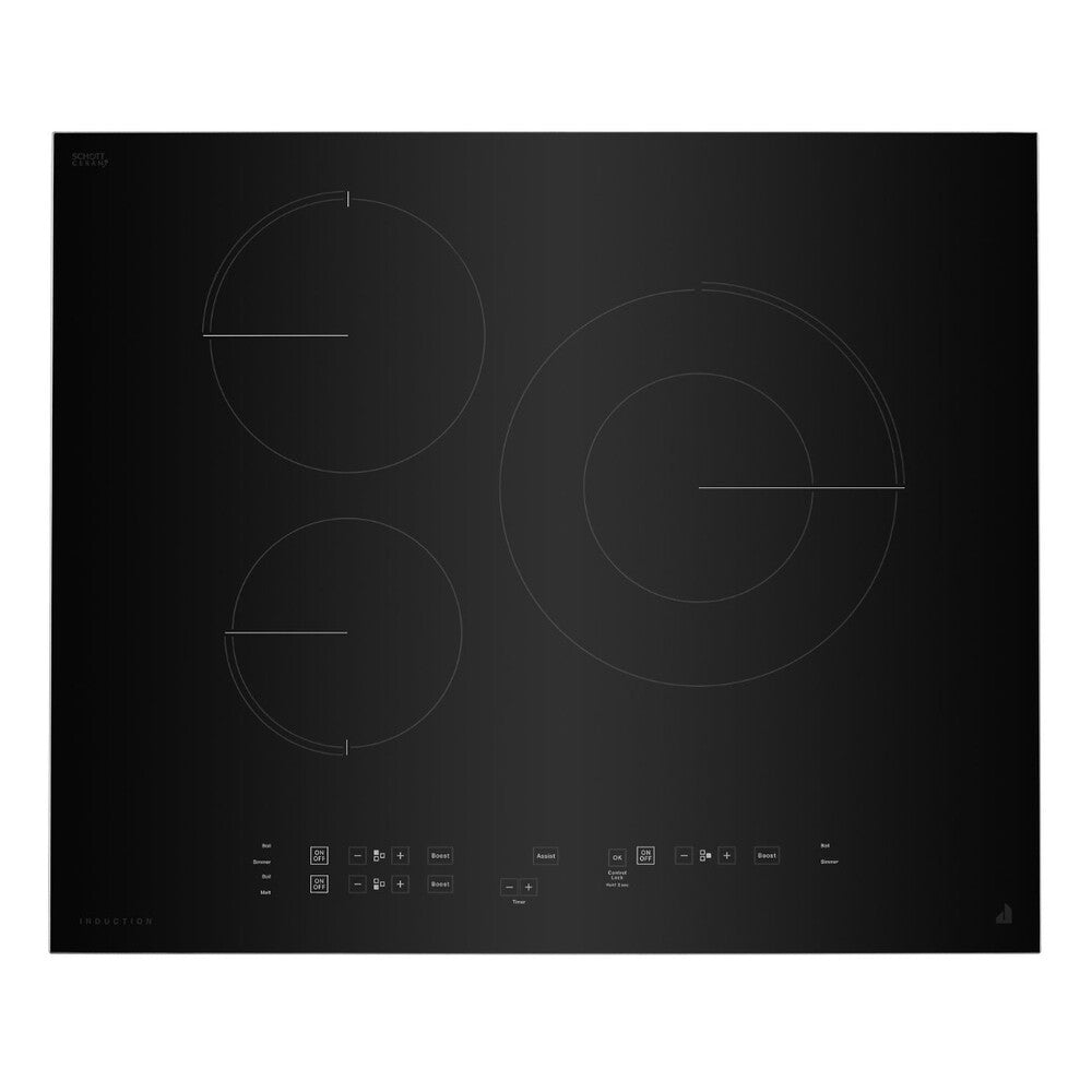 JennAir 24 inch Induction Cooktop with 3 Elements, Oblivion Glass Surface, Pan Detection, Power Boost, Kitchen Timer, ADA Compliant in Black, JIC4324KB