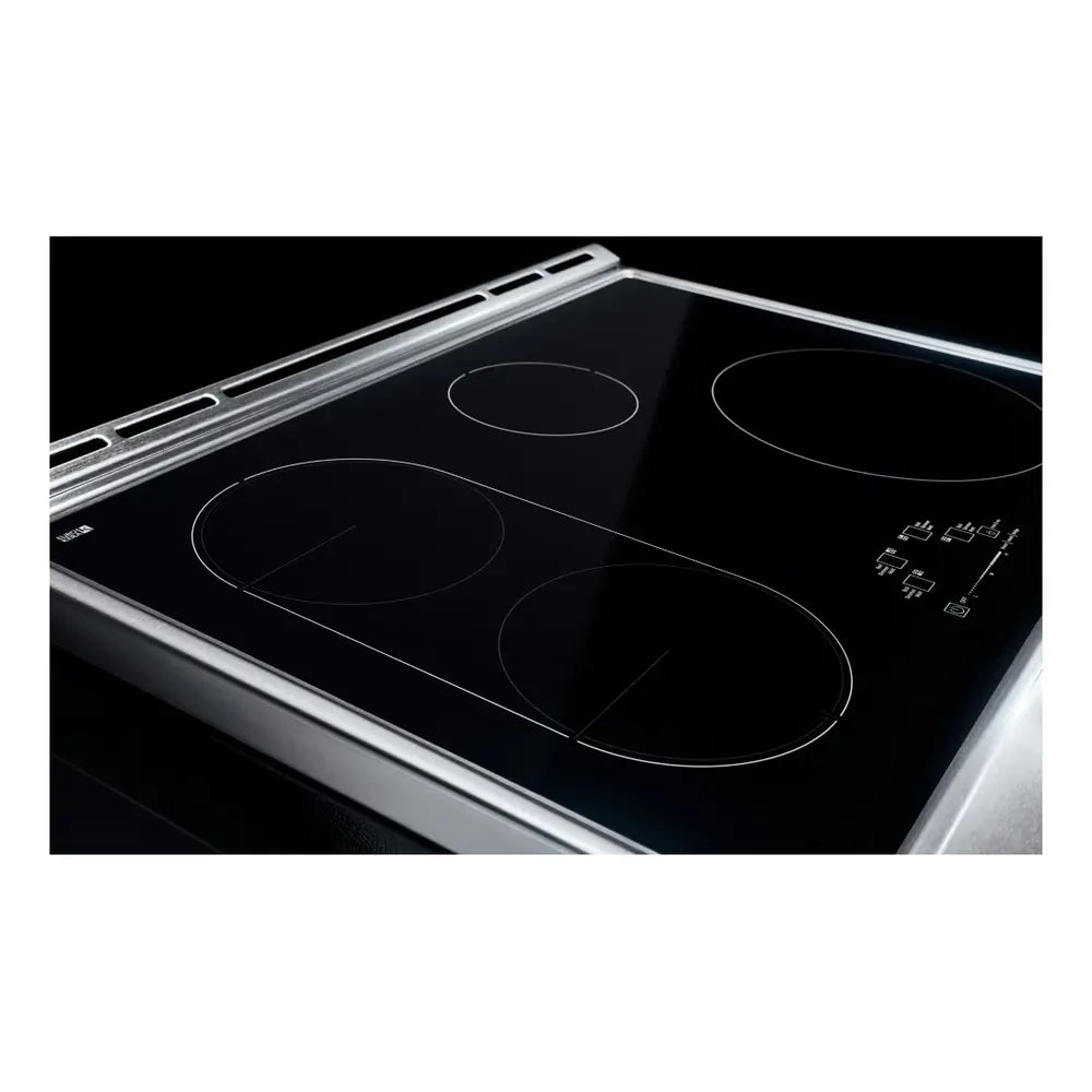 JennAir RISE 30 inch Induction Slide-In Range with 4 Cooking Zones, True Convection Oven, Assisted Cooking, Emotive Controls, Bridge Function, in Stainless Steel, JIS1450ML