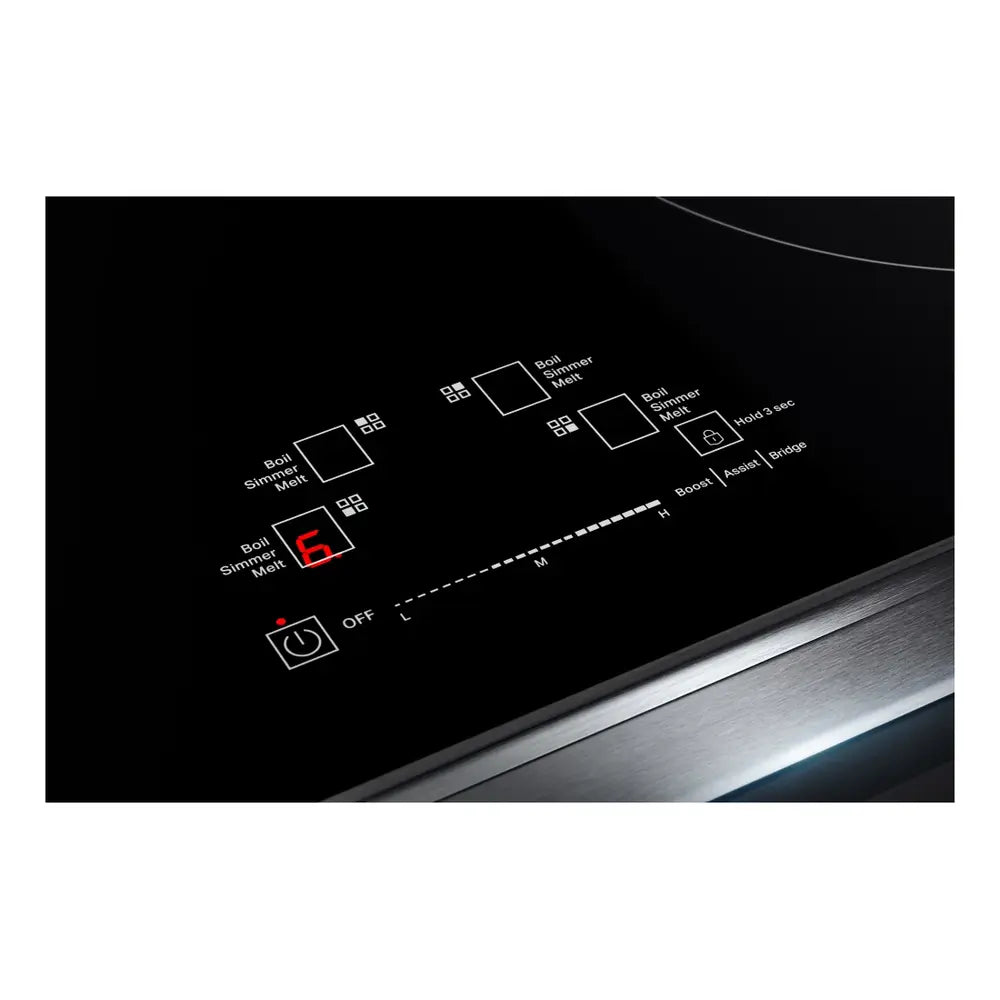JennAir RISE 30 inch Induction Slide-In Range with 4 Cooking Zones, True Convection Oven, Assisted Cooking, Emotive Controls, Bridge Function, in Stainless Steel, JIS1450ML
