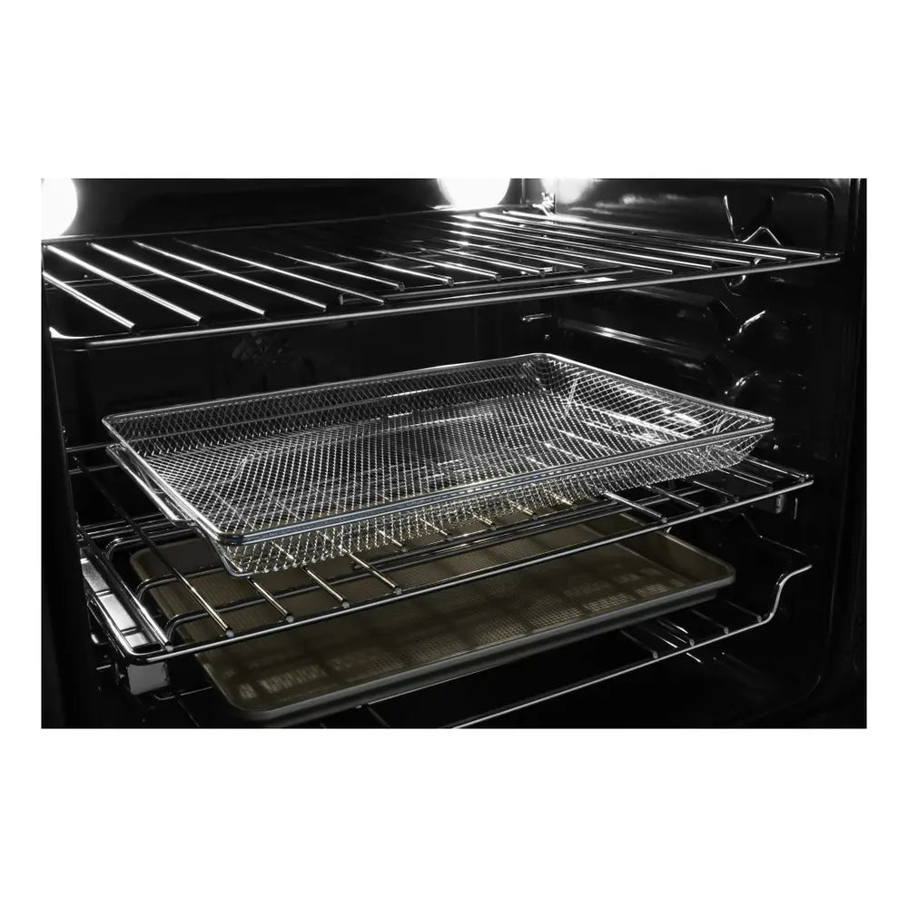 JennAir RISE 30 inch Induction Slide-In Range with 4 Cooking Zones, True Convection Oven, Assisted Cooking, Emotive Controls, Bridge Function, in Stainless Steel, JIS1450ML
