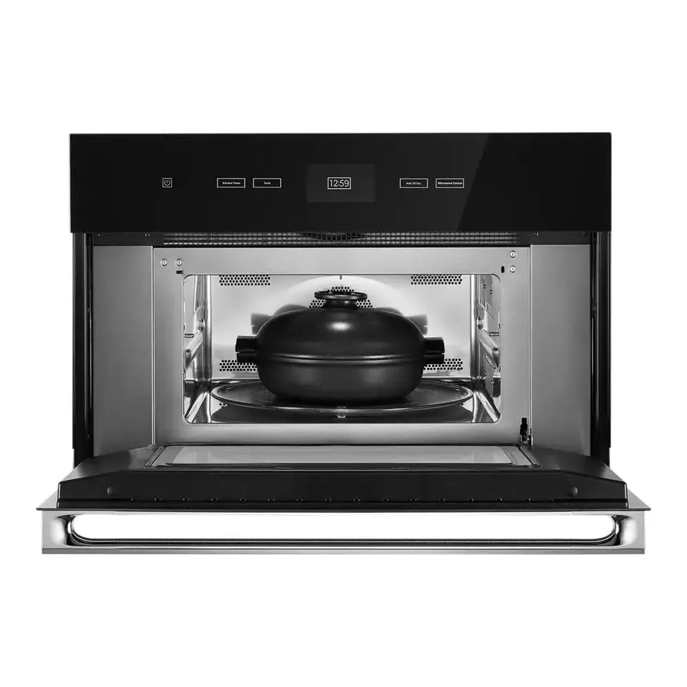 JennAir NOIR 30 inch Built-In Microwave with Speed-Cook, 1.4 cu. ft. Capacity, Smooth Close Door and Sensor Cooking in Floating Glass Black, JMC2430LM