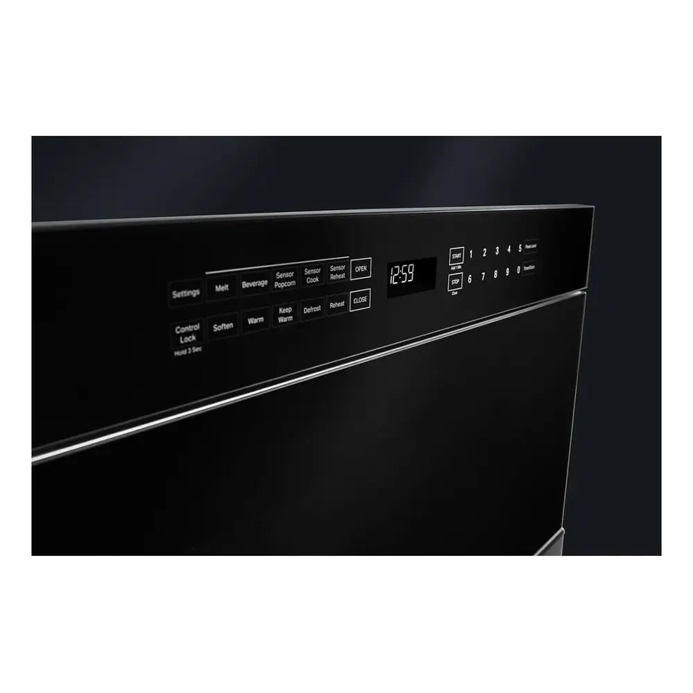 JennAir NOIR 24 inch Undercounter Drawer Microwave Oven with 1.2 cu. ft. Capacity, 950 Cooking Watts and One Touch Access in Floating Glass Black, JMDFS24HM