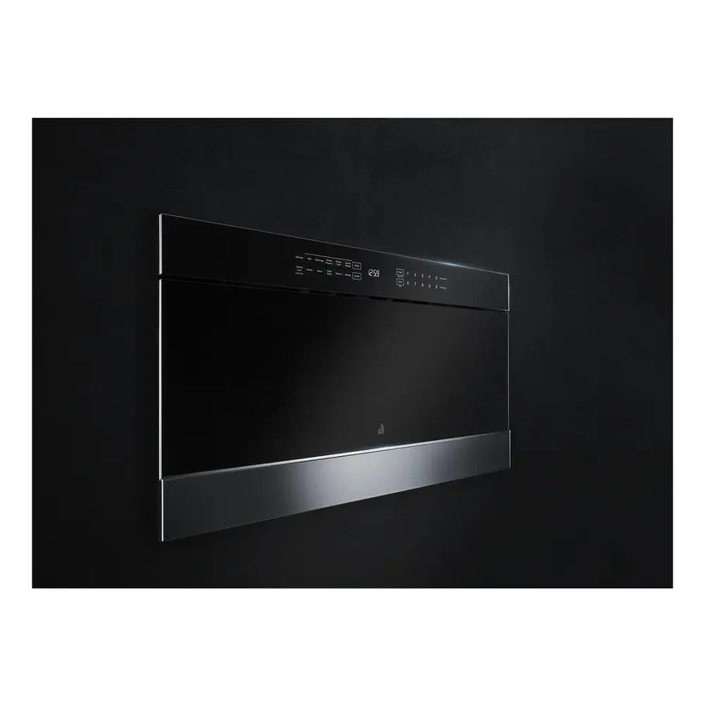 JennAir NOIR 30 inch Under Counter Microwave Drawer with 1.2 cu. ft. Capacity, 950 Watts Element, Sensor Reheat and Keep Warm in Floating Glass Black, JMDFS30HM