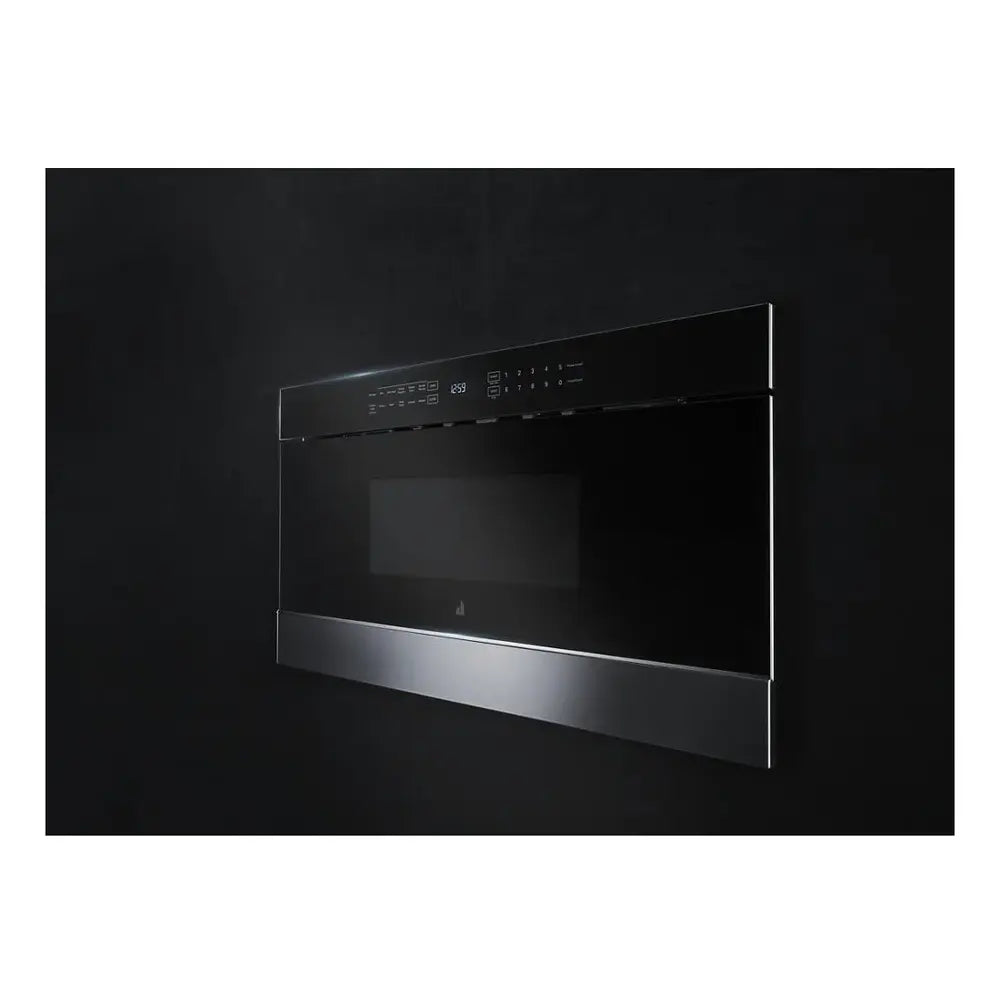 JennAir NOIR 30 inch Under Counter Microwave Drawer with 1.2 cu. ft. Capacity, 950 Watts Element, Sensor Reheat and Keep Warm in Floating Glass Black, JMDFS30HM