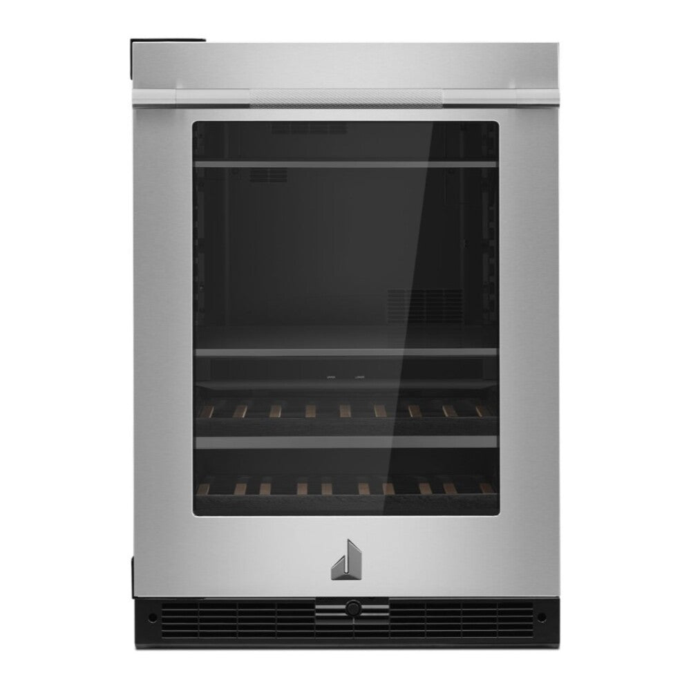JennAir RISE 24 inch Under Counter Beverage Center with Dual Temperature Zones, UV-Resistant Thermal Glass in Stainless Steel, JUBF*242HL
