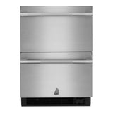 JennAir RISE 24 inch Double Drawer Refrigerator/Freezer with 4.7 cu. ft. Capacity, Obsidian Interior, LED Lighting in Stainless Steel, JUCFP242HL
