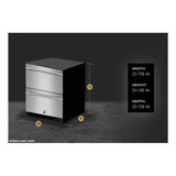 JennAir RISE 24 inch Double Drawer Refrigerator/Freezer with 4.7 cu. ft. Capacity, Obsidian Interior, LED Lighting in Stainless Steel, JUCFP242HL