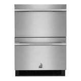 JennAir RISE 24 inch Double Drawer Refrigerator with 4.7 cu. ft. Capacity, Obsidian Interior and Smooth Close Drawers in Stainless Steel, JUDFP242HL