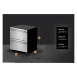 JennAir NOIR 24 inch Double Drawer Refrigerator with 4.7 cu. ft. Capacity, Obsidian Interior and Smooth Close Drawers in Stainless Steel, JUDFP242HM