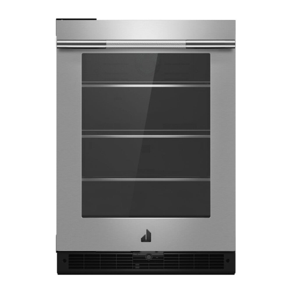 JennAir RISE 24 inch Under Counter Glass Door Refrigerator with 5.2 cu. ft. Capacity, Obsidian Interior and LED Lighting in Stainless Steel, JUGF*242HL