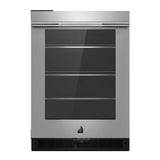 JennAir RISE 24 inch Under Counter Glass Door Refrigerator with 5.2 cu. ft. Capacity, Obsidian Interior and LED Lighting in Stainless Steel, JUGF*242HL