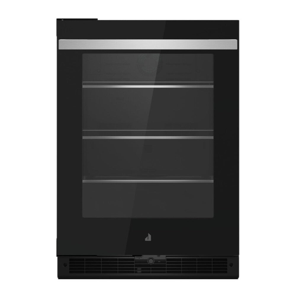 JennAir NOIR 24 inch Under Counter Glass Door Refrigerator with 5.2 cu. ft. Capacity, Obsidian Interior and LED Lighting in Black, JUGF*242HM