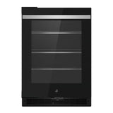JennAir NOIR 24 inch Under Counter Glass Door Refrigerator with 5.2 cu. ft. Capacity, Obsidian Interior and LED Lighting in Black, JUGF*242HM