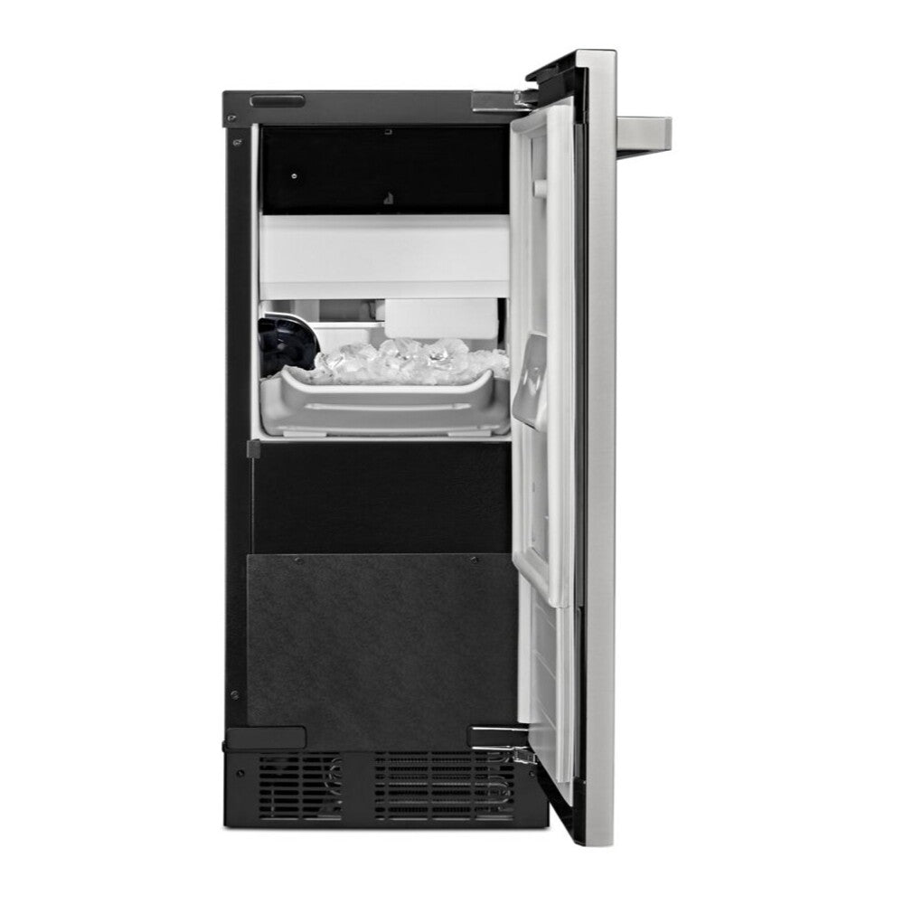 JennAir 15 inch Undercounter Ice Machine with Articulating Hinge, Drain Pump, Max Ice Option, 25 lb. Storage Capacity, in Panel Ready, JUIFX15HX