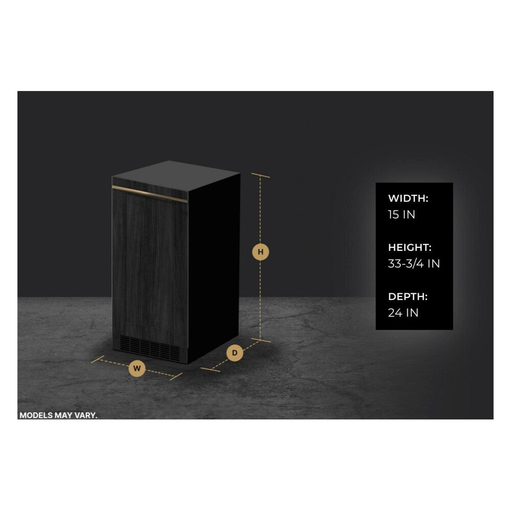 JennAir 15 inch Undercounter Ice Machine with Articulating Hinge, Drain Pump, Max Ice Option, 25 lb. Storage Capacity, in Panel Ready, JUIFX15HX