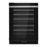 JennAir NOIR 24 inch Built-In Undercounter Wine Cellar with 45 Bottle Capacity, Independent Temperature Zones in Black, JUWF*242HM