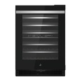JennAir NOIR 24 inch Built-In Undercounter Wine Cellar with 45 Bottle Capacity, Independent Temperature Zones in Black, JUWF*242HM