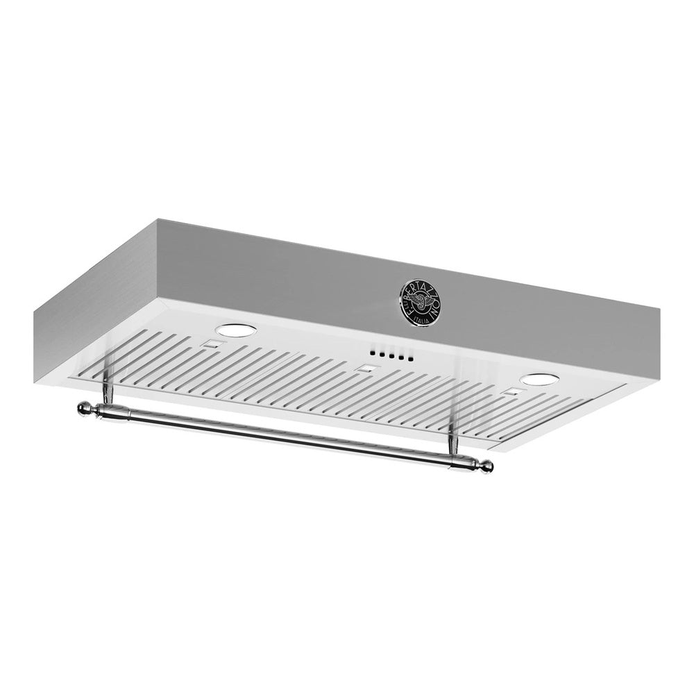 Bertazzoni 36 inch Heritage Series Wall Mount Hood with 600 CFM Blower, 3 Fan Speeds, 2 Halogen Lights, and European Baffle Filters, in Stainless Steel (Canopy Required To Function. Canopy Sold Separately.) - K36HERTX
