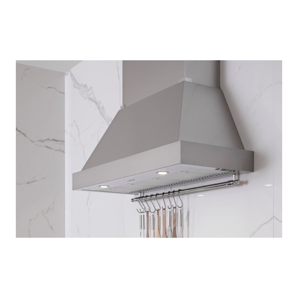Bertazzoni 36 inch Heritage Series Wall Mount Hood with 600 CFM Blower, 3 Fan Speeds, 2 Halogen Lights, and European Baffle Filters, in Stainless Steel (Canopy Required To Function. Canopy Sold Separately.) - K36HERTX