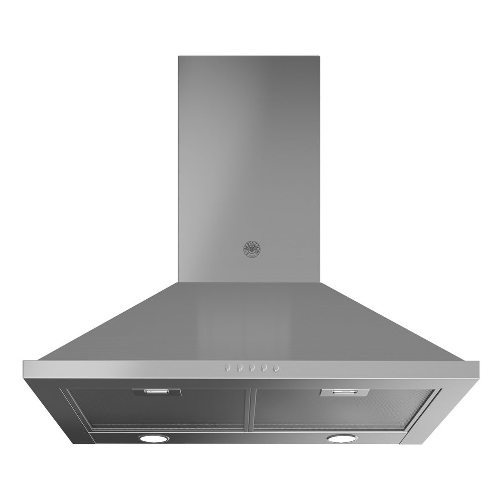 Bertazzoni 30 inch Professional Series Chimney Hood with 600 CFM, Aluminum Mesh Filters, LED Lighting and Push Button Controls in Stainless Steel - KCH30XV