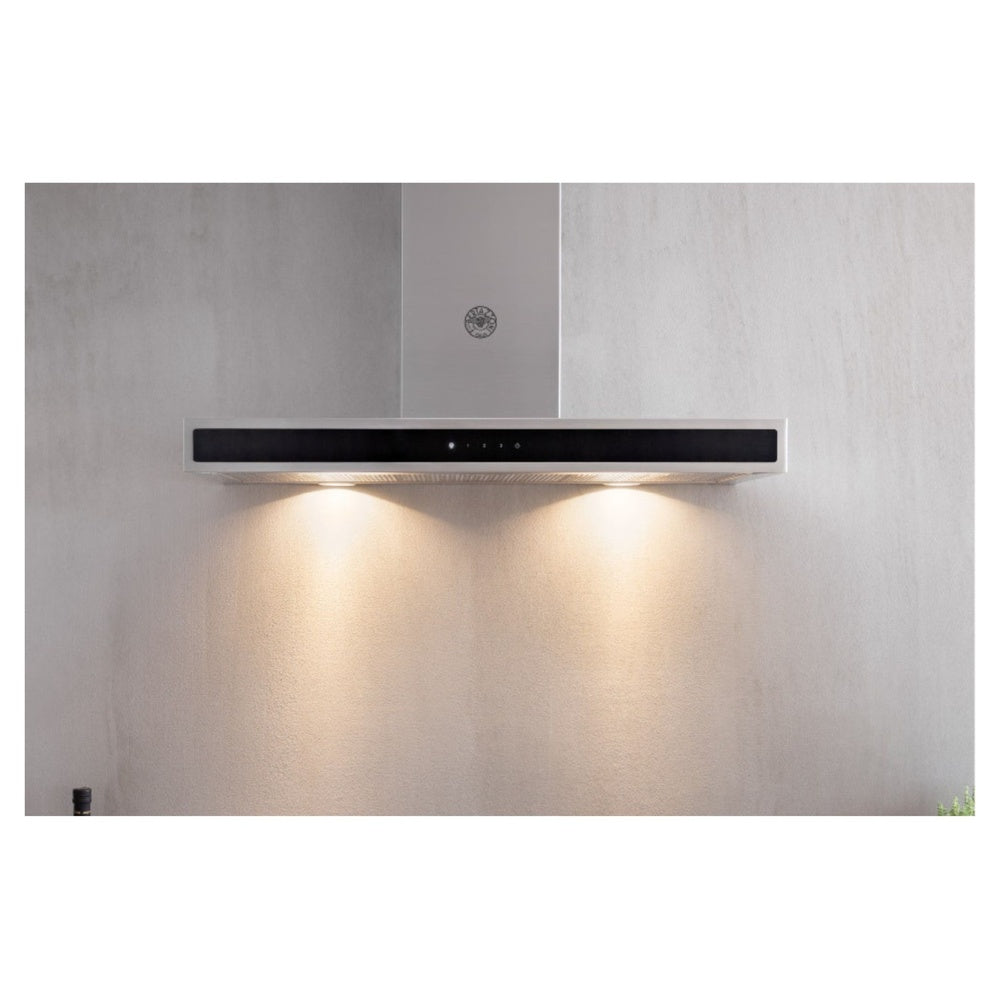 Bertazzoni 36 inch Professional Series Wall Mount Hood with Glass Front, 600 CFM, Digital Flow-Through Restrictor (Down to 300 CFM), LED Lighting, Aluminum Mesh Filters, in Stainless Steel - KG36X