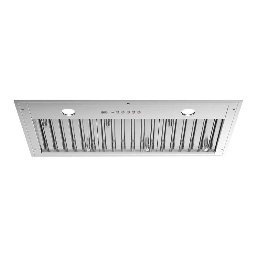 Bertazzoni 36 inch Professional Series Insert Hood with 1200 CFM, Baffle Filters, Electronic Controls, LED Lighting, and Remote Control in Stainless Steel - KIN36XT