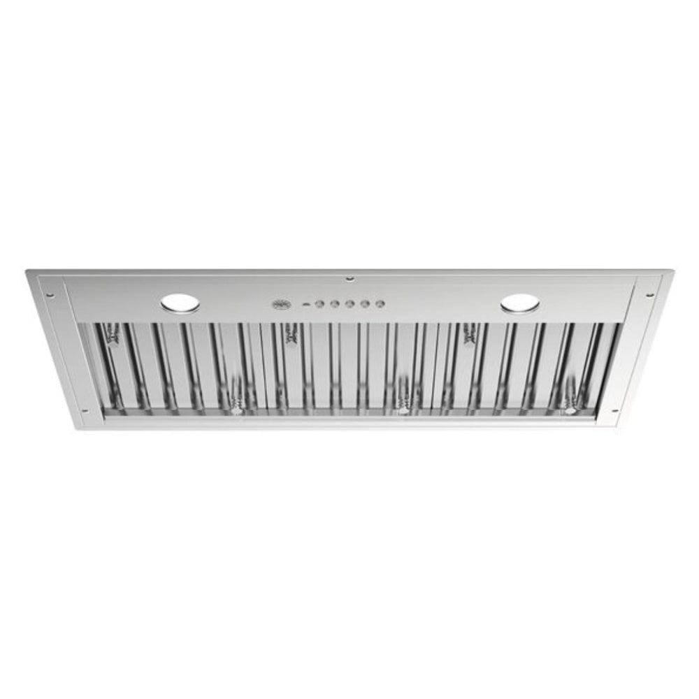 Bertazzoni 36 inch Professional Series Insert Hood with 1200 CFM, Baffle Filters, Electronic Controls, LED Lighting, and Remote Control in Stainless Steel - KIN36XT