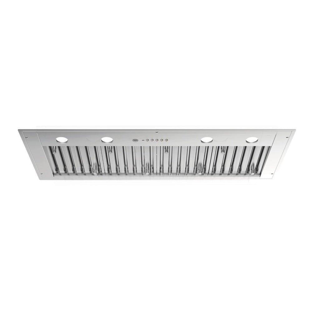 Bertazzoni 48 inch Professional Series Insert Hood with 1200 CFM, Baffle Filters, Electronic Controls, LED Lighting, and Remote Control in Stainless Steel - KIN48XT