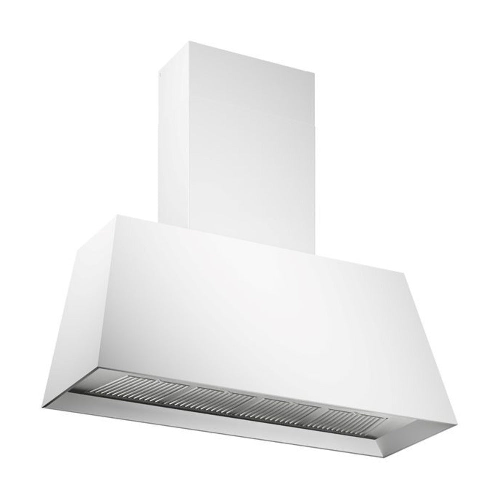 Bertazzoni 48 inch Master Series Contemporary Canopy Hood with 600 CFM, Stainless Steel Baffle Filter and LED Light Bar (Matte White) - KMC48BI