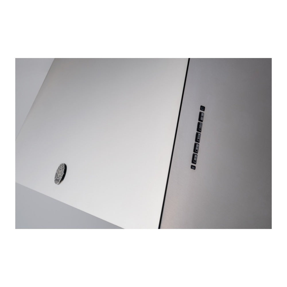 Bertazzoni 48 inch Master Series Contemporary Canopy Hood with 600 CFM, Stainless Steel Baffle Filter and LED Light Bar (Matte White) - KMC48BI