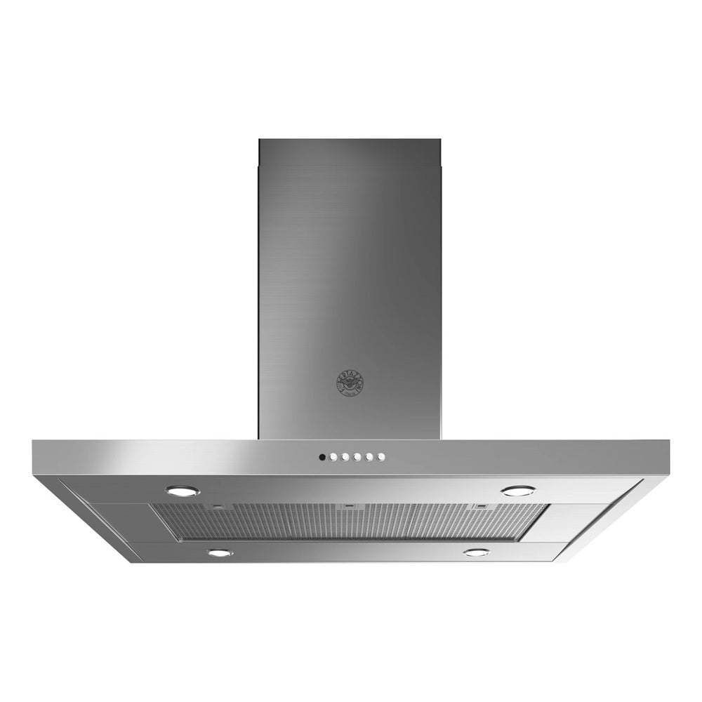 Bertazzoni Professional Series 48 inch Island Mount T-Shaped Hood with 600 CFM, Remote Control, Mesh Filters, LED Lighting, in Stainless Steel - KTI48XT