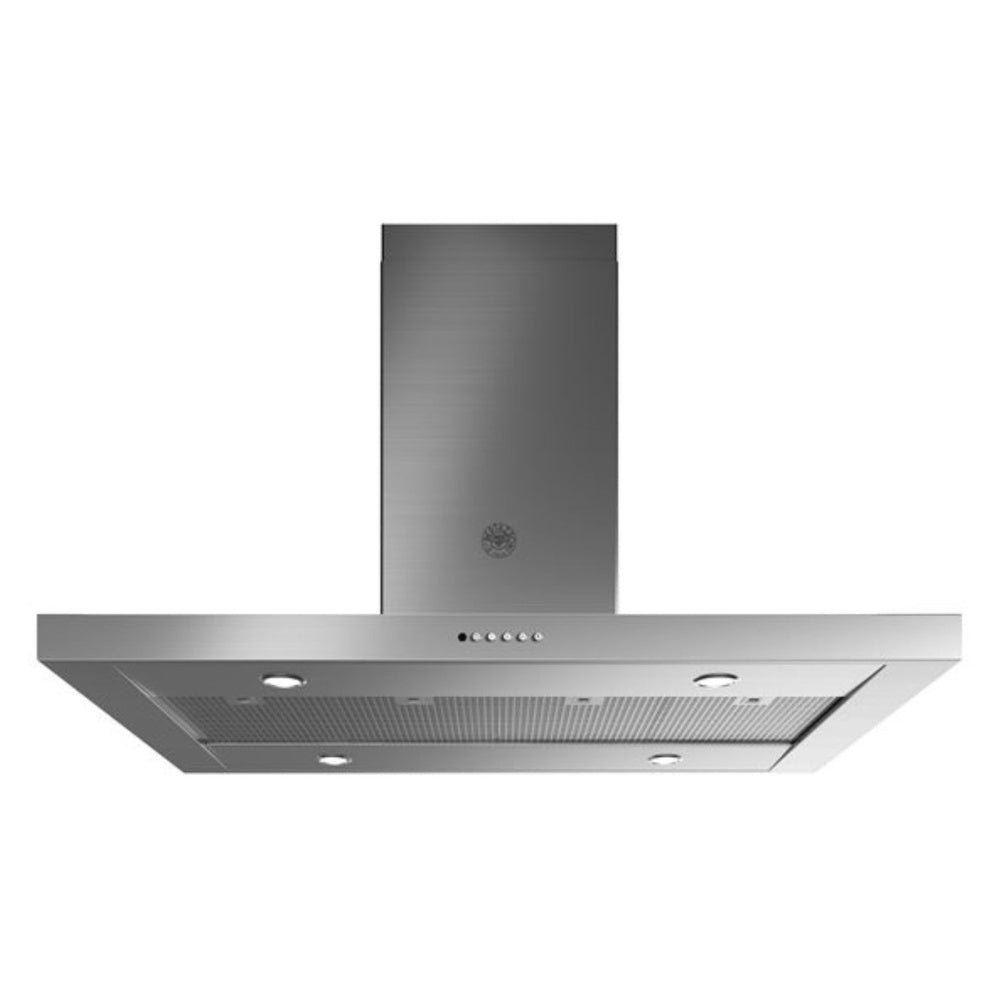 Bertazzoni Professional Series 48 inch Island Mount T-Shaped Hood with 600 CFM, Remote Control, Mesh Filters, LED Lighting, in Stainless Steel - KTI48XT